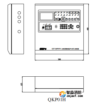 海灣GST-QKP01H、 GST-QKP02H、 GST-QKP04H 型氣體滅火控制器/火災報警控制器示意圖