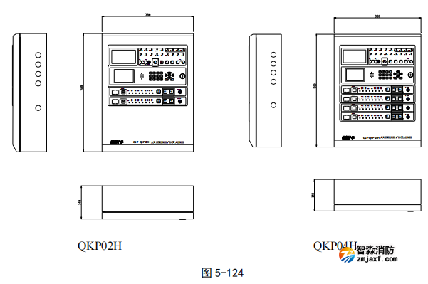 海灣GST-QKP01H、 GST-QKP02H、 GST-QKP04H 型氣體滅火控制器/火災報警控制器示意圖